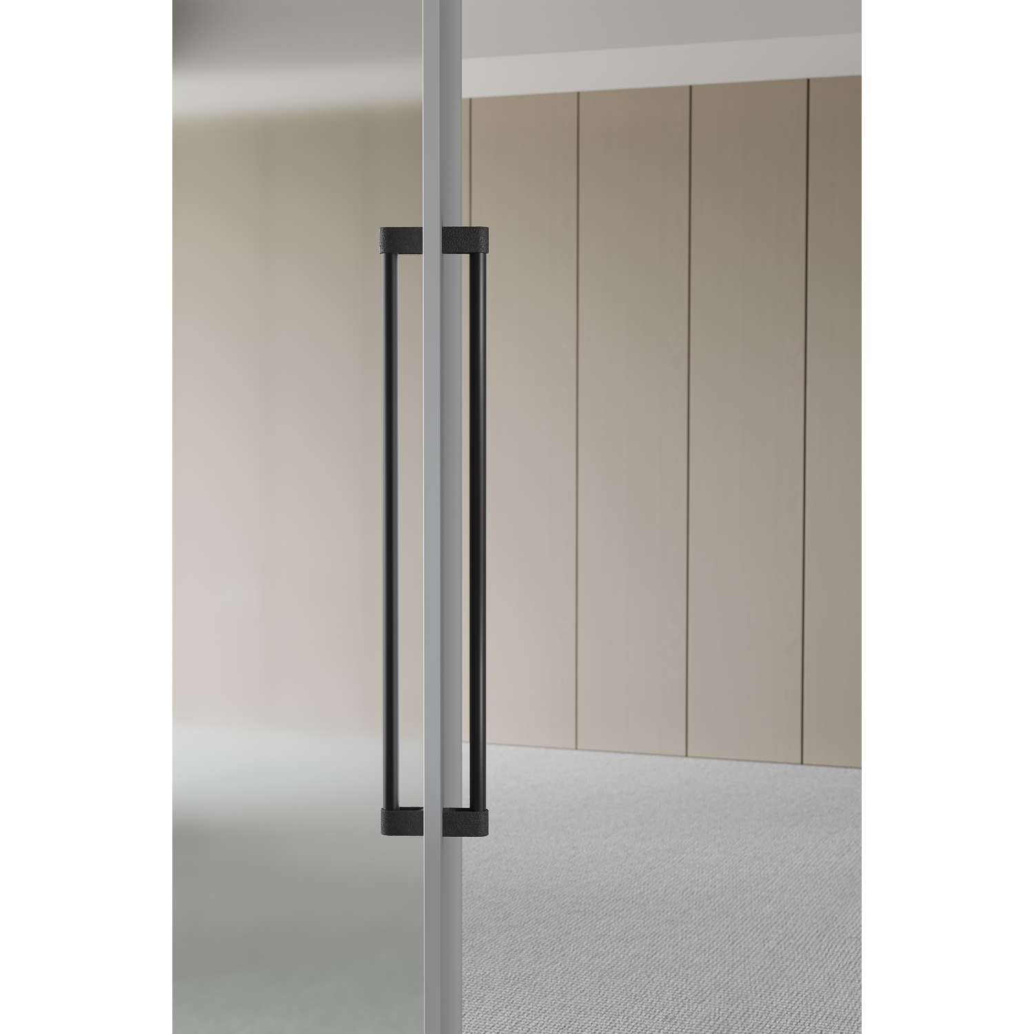 Deurgreep dubbel CASEY BIG BA416 L448 aluminium metallic bruin textuur / mat brons